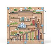 Letoiz Magnetic Color and Number Maze Board, Toddler Montessori Educational Learning Toys for Kids Ages 3-5, Wooden Fine Motor Skills Toys for Boys and Girls Birthday Christmas (City)