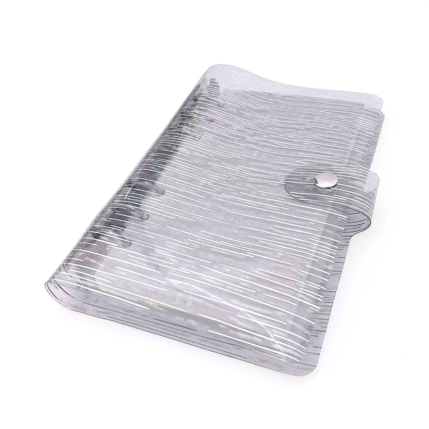 A6 A5 6-Holes Colorful PVC Cover Round Ring View Binder with Snap Button Closure File Folder (Silvery Rain, A5 Combo)