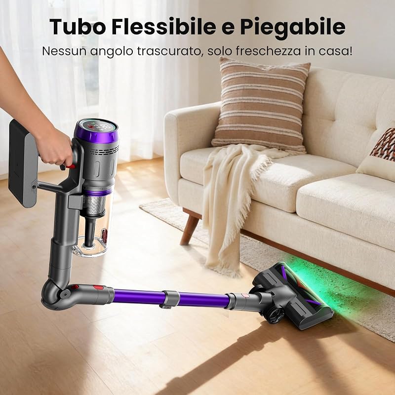 Aspirapolvere Senza Fili 90 Min, 600W/58000Pa, Scopa Elettrica Senza Fili, Aspirapolvere Senza Filo con LED Touchscreen, Autoportante Anti-Avvolgimento per Tappeti/Pavimenti/Peli Animali