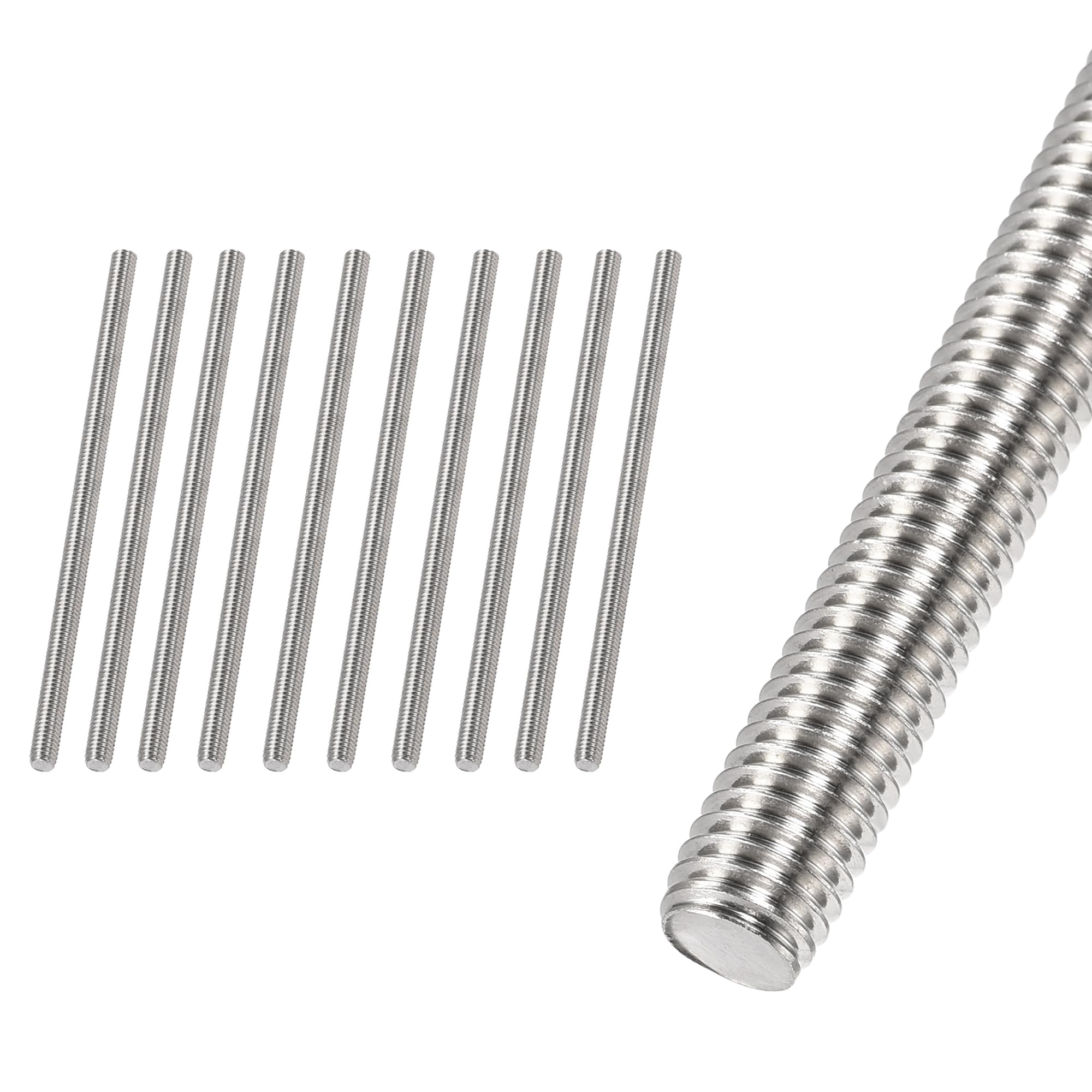 HiPicco M3 x 100mm Fully Threaded Rod & Studs, 304 Stainless Steel Right Hand Threads Rods, M3-0.5 Thread Pitch for Anchor Bolts, Clamps, Hangers and U-Bolts 10pcs