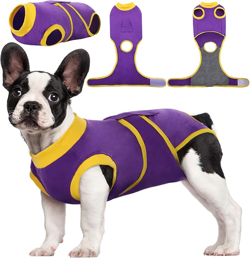Kuoser Dog Recovery Suit Purple XS Post-Op E-Collar Alternative