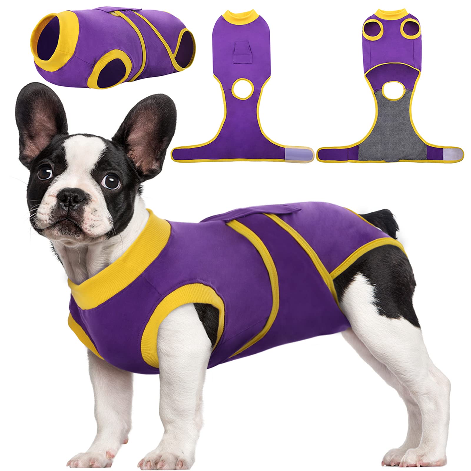 Kuoser Dog Surgery Recovery Suit, Dogs Recovery Suits Female Spay and Male Neuter for Post-Op Care, Soft Puppy Onesie Surgery Cone alternative Prevent Licking, Purple S — image 1