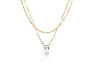 Tewiky Dainty 14k Gold Plated/Silver Cubic Zirconia Necklaces for Women, Simple CZ Jewelry Necklaces Trendy Gifts