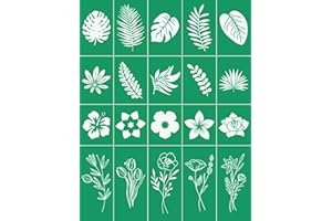 DGAGA Silk Screen Stencils,Flower and Leaf Self Adhesive Silk Screen Stencils Reusable,Plant Mesh Stencil for Chalk Paste Screen Printing Stencils for Painting on Wood,Chalkboard,Fabric,Home Decor