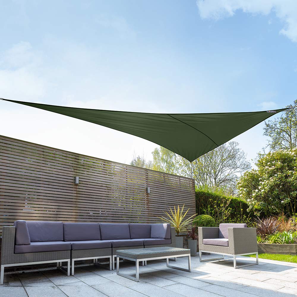 Kookaburra Waterproof Garden Sun Shade Sail Canopy in Green 98% UV Block (6m x 4.2m Right Angle Triangle)