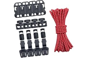 simhoa Reflective Elastic Cord Heavy Stretch String with Buckle Clips and Cord Locks for Custom DIY Backpack Strap Systems Su
