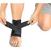 Bracoo Ankle Brace For Men Women Adjustable Compression Sleeve Strap Wrap | Ankle Support For Sprain, Arthritis, Pain Relief, Sports Injuries and Recovery, Breathable Neoprene Brace, FS10