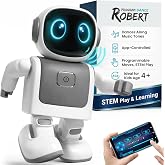SmartyBot Smart Robot Toy for Kids - Interactive Remote Control Robot with App, Programmable Moves, 7 Customizable LED Eye Colors, Reacts to Music, STEM Learning Toy for Boys &amp; Girls Ages 4 5 6 7 8 9