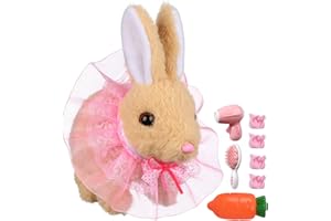 WORWODER Plush Toys Bunny Electronic Toy with Sounds, Wiggling Ears, Hopping, Twitching Mouth and Nose, Interactive Rabbit Toy for Kids Easter Christmas Birthday Gift for Toddlers Kids (Grey)