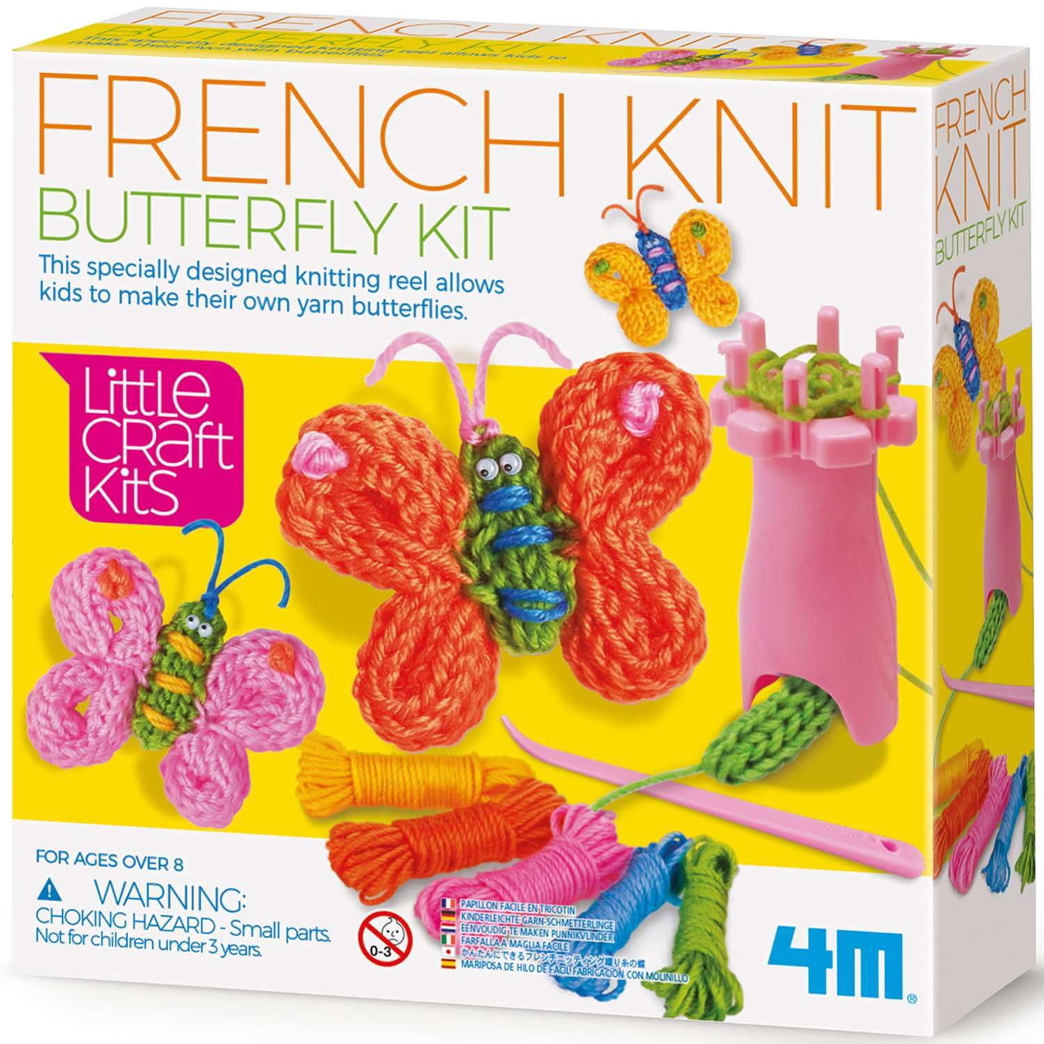 4M 404765 Little Craft Spool Knit Butterflies Kit French, Multi Colour