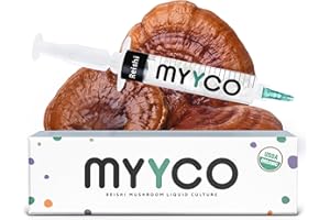 MYYCO Organic Reishi Liquid Culture - Isolated Genetics for Fast Growth & Larger Mushrooms - Faster Growing Than Reishi Spores - USDA Certified Organic Reishi