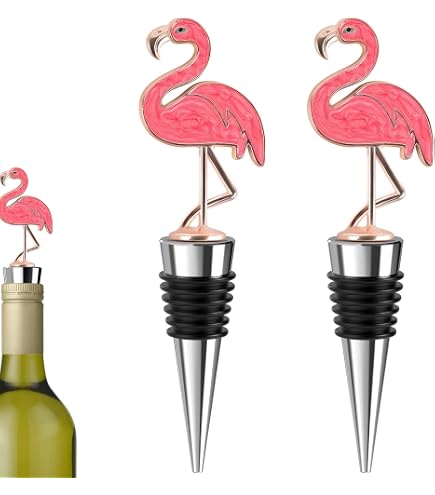 Flamingo Wine Stopper - Metal Decorative Bottle Stopper For Wine, Champagne, Oil & More, Pink
