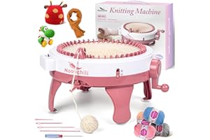 Knitting Machine, Noonchili 48 Needles Knitting Loom Machine with Row Counter, Smart Double Knit Loom Round Spinning Knitting Machines for Adults/Kids, DIY Knit Loom Machine Kit for Hat, Gloves (Pink)
