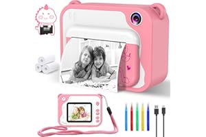 CHAKEYAKE Kids Camera, Digital Camera for Kids Instant Print, 20MP 1080P Toddler Video Camera With 32G SD Card, 3 Paper Roll,