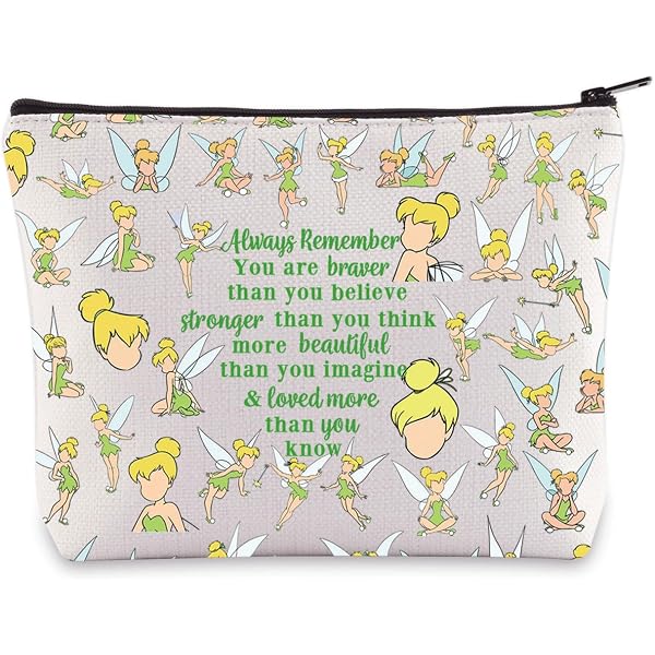 JYTAPP Make-up-Tasche Mit Tinkerbell-Motiv – Beige, 22,9x17,8 Cm | Feenhaft & Praktisch