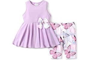 PATPAT Little Toddler Girls Clothes Butterfly Sleeveless Dress Top and Floral Print Short Set Girls Outfits Size 2-12Y