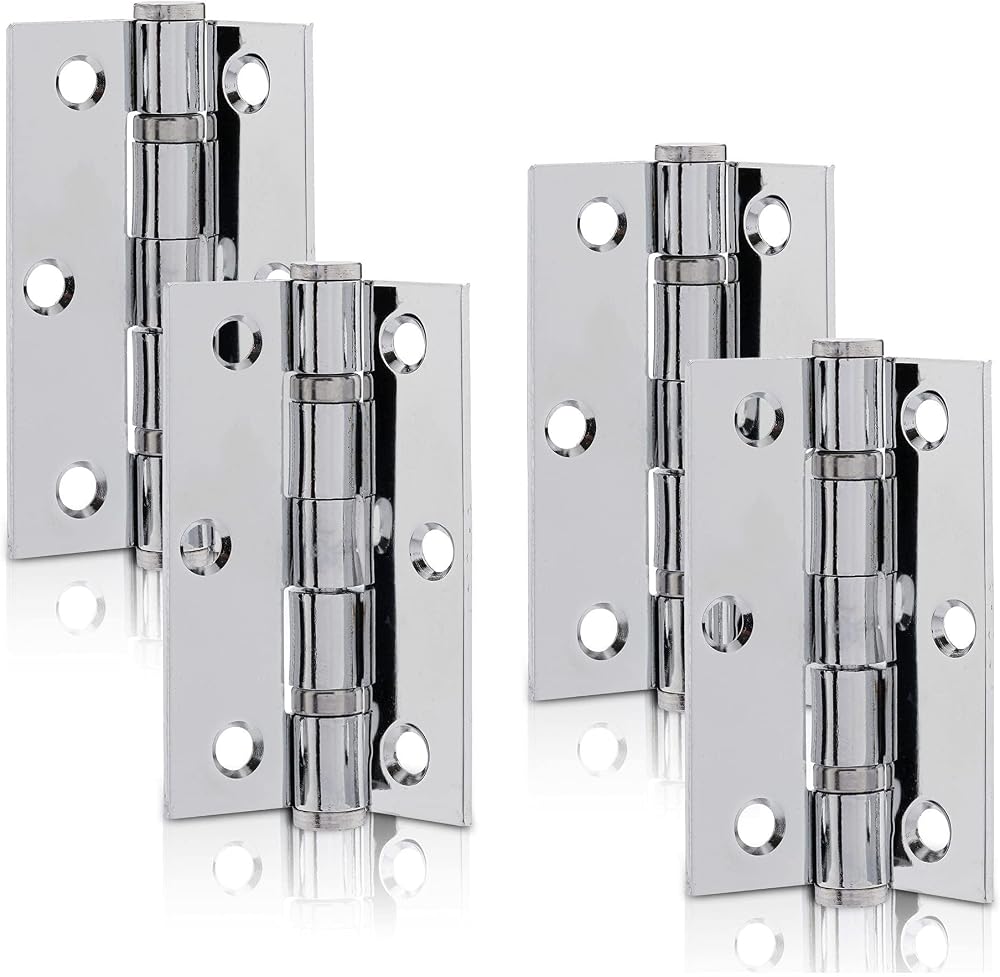 XFORT 3 inch Polished Chrome Ball Bearing Hinges 2 Pairs 40kg Steel Door Hinges