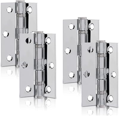 XFORT 3 inch Polished Chrome Ball Bearing Hinges 2 Pairs 40kg Steel Door Hinges