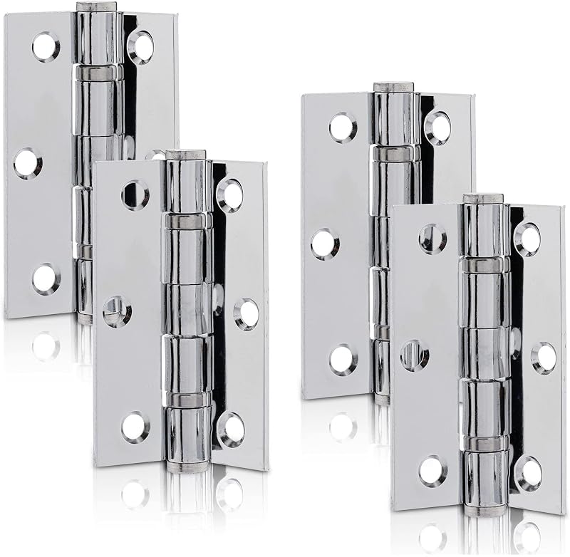 XFORT 3 inch Polished Chrome Ball Bearing Hinges 2 Pairs 40kg Steel Door Hinges