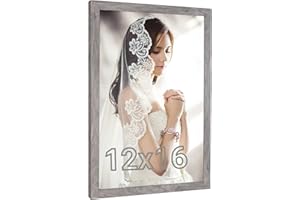 JDZIVTOP Natural 12x16 Picture Frame Rustic Grey, Retro 16x12 Frame, Distressed Gray 12 by 16in Canvas Poster Frame, Gallery Concert Portrait Photo Frame, Anniversary/Wedding/Birthday/Thank you/Christmas Gift