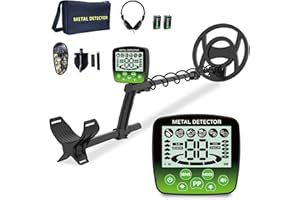 Cyphyja Metal Detector for Adults, 10" IP68 Waterproof Professional Metal Detectors, 5 Modes High Accuracy Detector de metales oro y Plata, Gold Detector/Tester with Shovel, Bags, Headphones(Green)