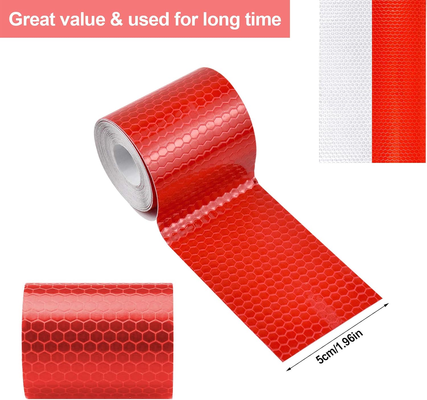 Skyzone 2PCS 5cm x 3 Meters Reflective Tape Warning Tape Reflector Tape Security Marking Tape Self-Adhesive High Visibility Stickers for Bicycles Vehicles Cars Motorcycles Night Activity - Image 3