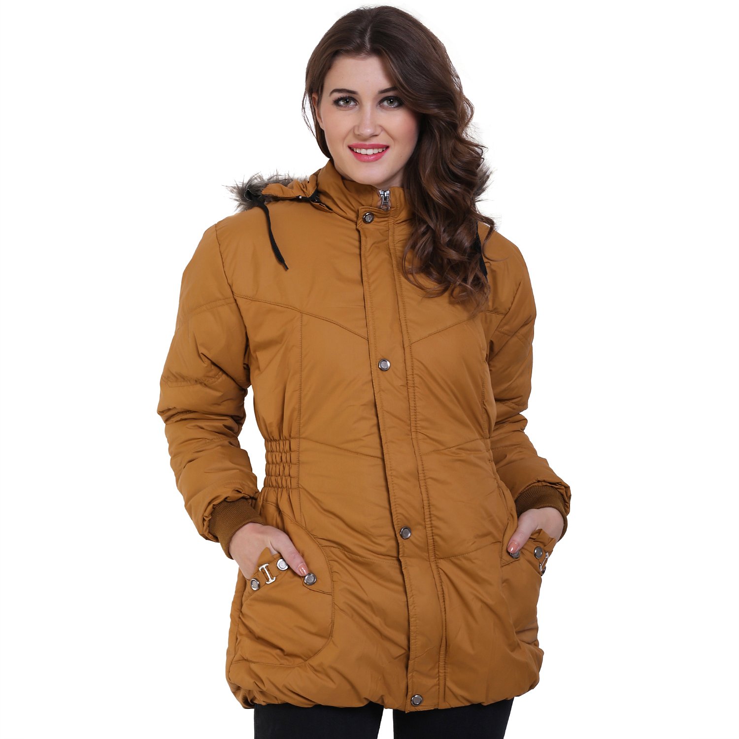 derbenny mustard nylon jacket for women