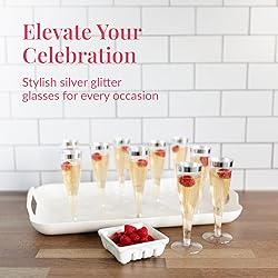 Prestee Set of 24 Silver Glitter Plastic Champagne