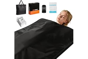 RRGFB Sauna Blanket Portable, Sauna Bag for Home Use Weight Loss and Detox, 86–158℉, 20–60 Min Timer, Waterproof & Foldable – Includes Remote Control & Carrying Bag (Black)
