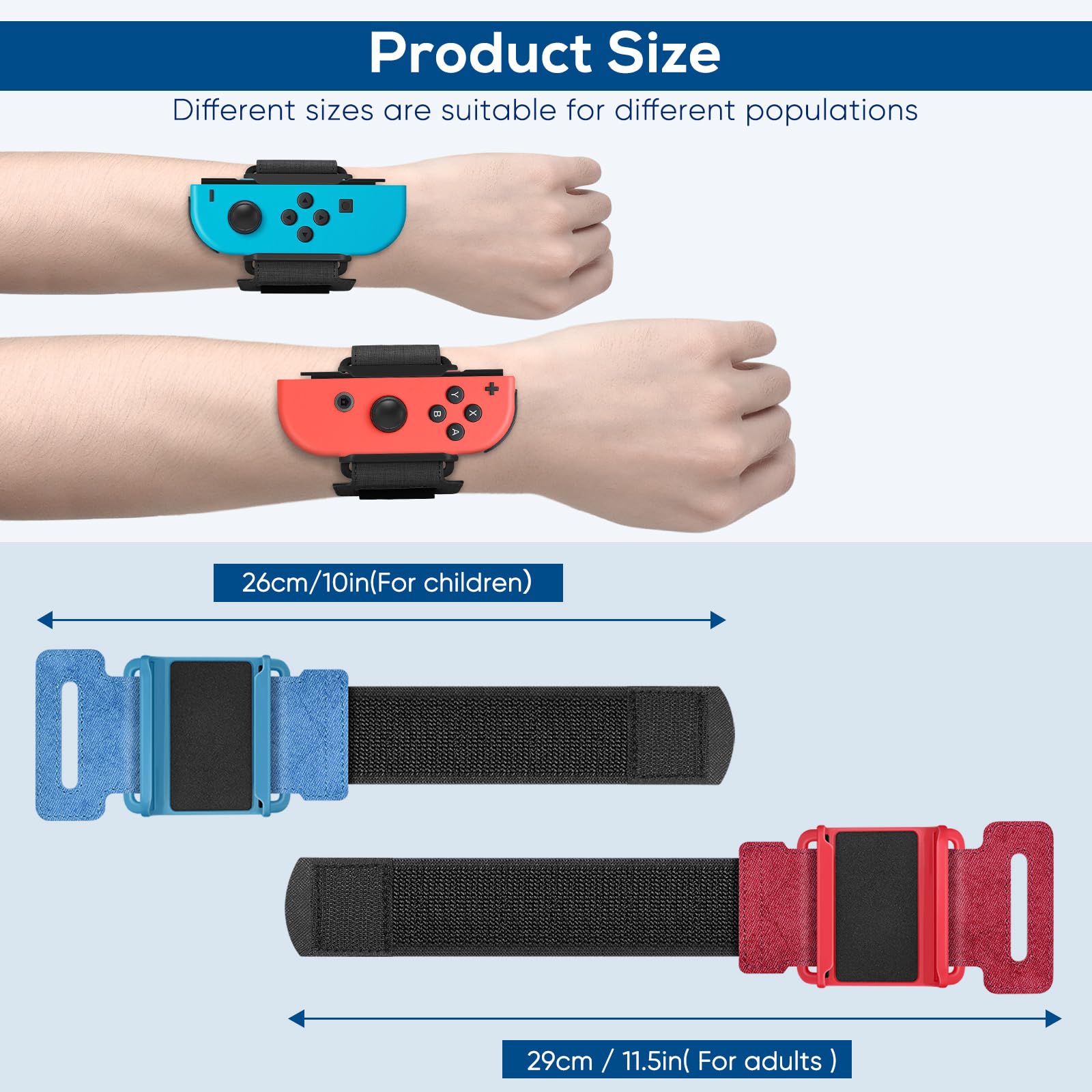 Auarte 2 Pack Wrist Band for Nintendo Switch Dance Games, Adjustable Wrist Strap for Just Dance 2025, 2024, 2023, 2022, 2021, 2020,Unlimited ＆ Zumba, Switch Accessories for Switch/OLED Joycon,Red Blue