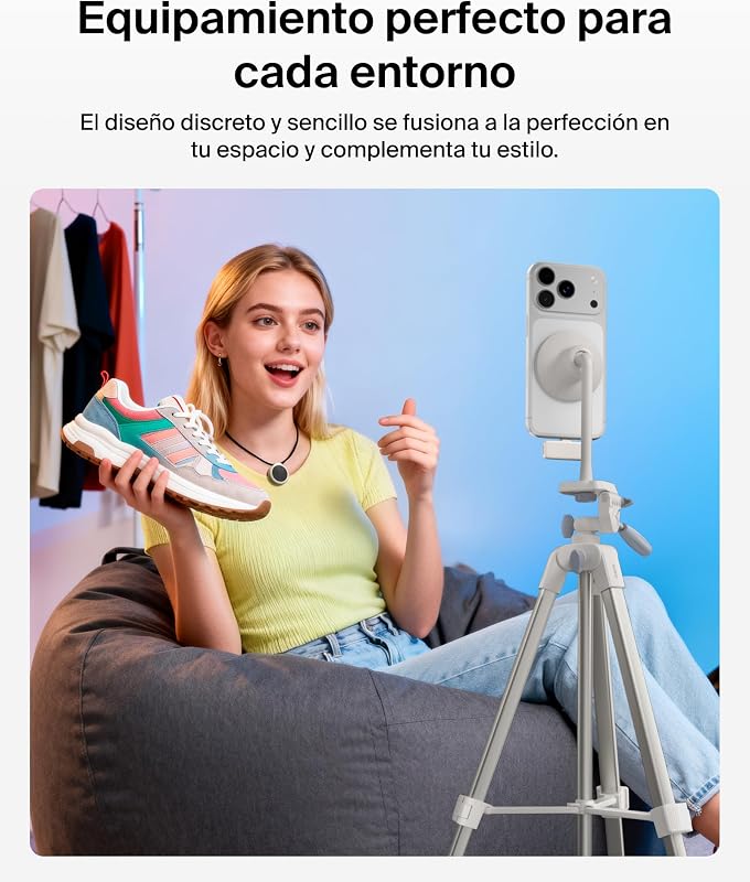 Stage Creator Kit de Creación de Contenido con Trípode, Soporte Magnético para Móvil y Dos Micrófonos Inalámbricos, Kit de Vlogging, Paquete de Grabación de Vídeo, TikTok, Youtube e Instagram