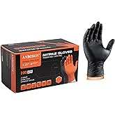 ANBOSON 10mil Nitrile-Gloves Disposable-Black Chemical-Resistant Rubber - Mechanic Gloves Heavy Duty, Latex Free, Diamond Grip (100, Medium)