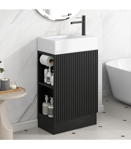 Roxboro : Meuble-lavabo mural noir de 40 pouces – Golden Elite Deco