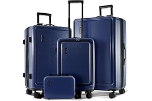 TRAVELARIM Hard Shell Luggage Sets with Spinner Wheels 4 Piece, Expandable Large Suitcases with TSA Lock, Travel Large Suitcase Set, Navy Luggage Set