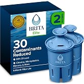 Brita Elite Replacement Water Filter, 2 Pack | WQA and NSF/ANSI Certified, Reduces Chlorine, Copper, Mercury &amp; Cadmium, Lasts 2 Months, Household Essential