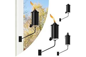 ZSZMFH 4 Pcs Wall Mounted Citronella Torches, 16 oz Garden Torches for Outside, Refillable Flame Light Torch, Outdoor Metal Torch for Yard, Patio, Deck, Garden, Party, Landscape