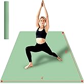 VTORY Extra Large Yoga Mat 6'x 4', Extra Wide Exercise Mat for Men and Women, Yoga Mat 1/4 & 1/3 & 1/2 Thick, Non-Slip, Durable Workout Mat for Home Workout, Yoga, Pilates, Stretching (Black/Green)