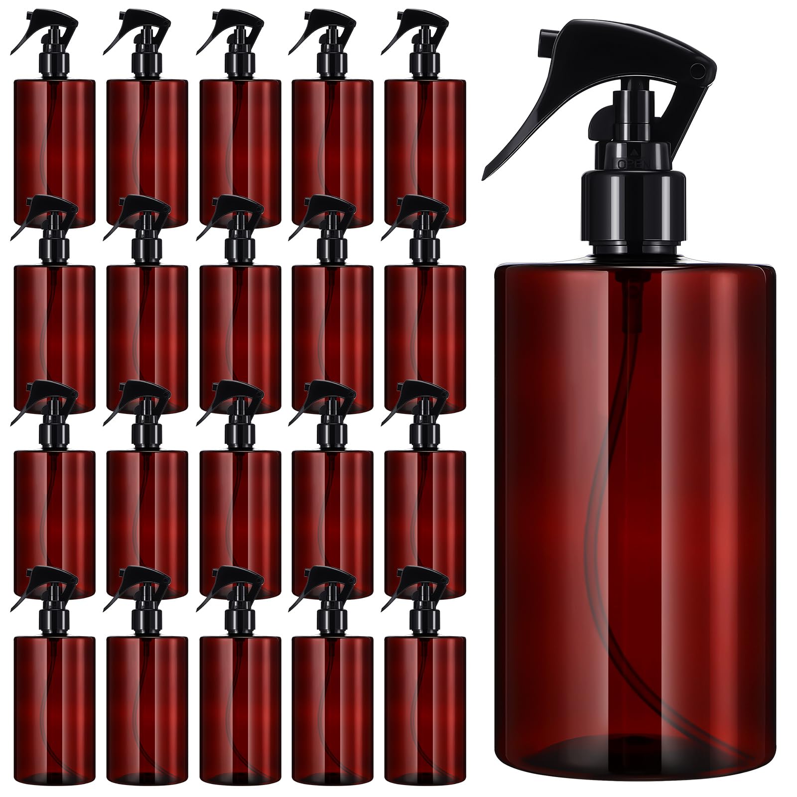 Photo 1 of (used)(incomplete) Hsei 20 Pcs 16 oz Amber Spray Bottles Empty Refillable Plastic Bottles with Trigger Sprayers Spray Water Container for Water