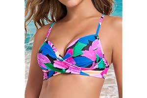 Women's Push Up Underwire Bikini Top, Molded Cup, Cross Back, Twist Front