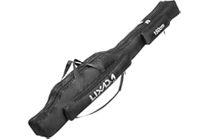 Lixada Fishing Rod Case, Portable Folding Fishing Rod Case Fishing Pole Reel Storage Bag Fishing Gears Organizer
