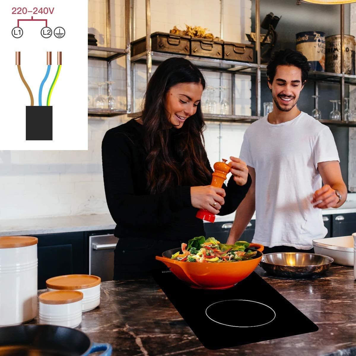 NOXTON Ceramic Cooktop, Built-in 2 Burners Electric Cooktops Stove Electric Hob Cooker With Touch Control Child Lock Timer Easy To Clean 3000W with Hard Wire for 220V~240V: Appliances
