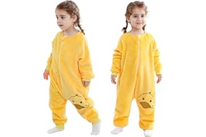 MICHLEY Toddler Flannel Sleeping Sack with Feet,Long Sleeve Baby Sleeping Bag 3-Way Zipper Super Warm Wearable Blankets