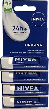 NIVEA Lip Balm Original Care Pack of 4 x 4.8g Shea Butter Natural Oils view 3