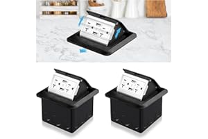 Vagueior Pop-Up Floor Box Kit, 4.8A USB Outlet, 20A Tamper-Resistant Receptacle Outlet, Corrosive Resistant Hardware, ETL Certified,Black