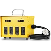 YARWELL 30A 125/250V Twist-Lock Temporary Power Distribution Box, Spider Box Electrical 8 x 20A GFCI Outlets, OSHA/NEC Compliant, ETL Listed, Durable 1.5M 10/4 Stow Cable