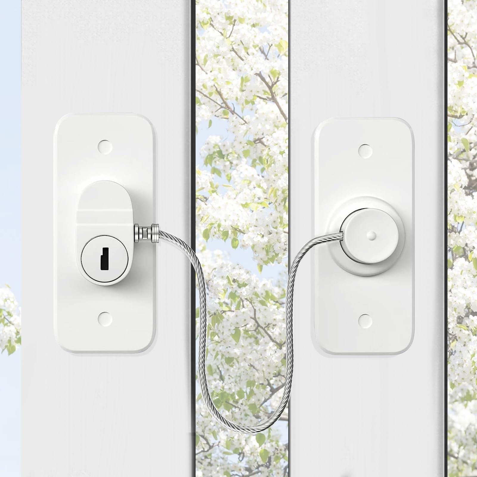 Window Locks for UPVC Windows, 2 Packs Window Safety Locks No Drilling Window Restrictor for UPVC, Window Locks Child Safety with Key, Pet Child Locks Refrigerator Lock for Childproof