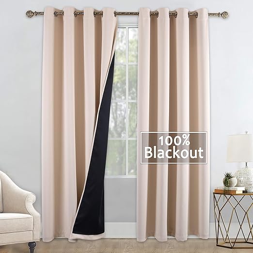 Amazon Com Ygo 100 Percent Total Blackout Lined Curtains Thermal