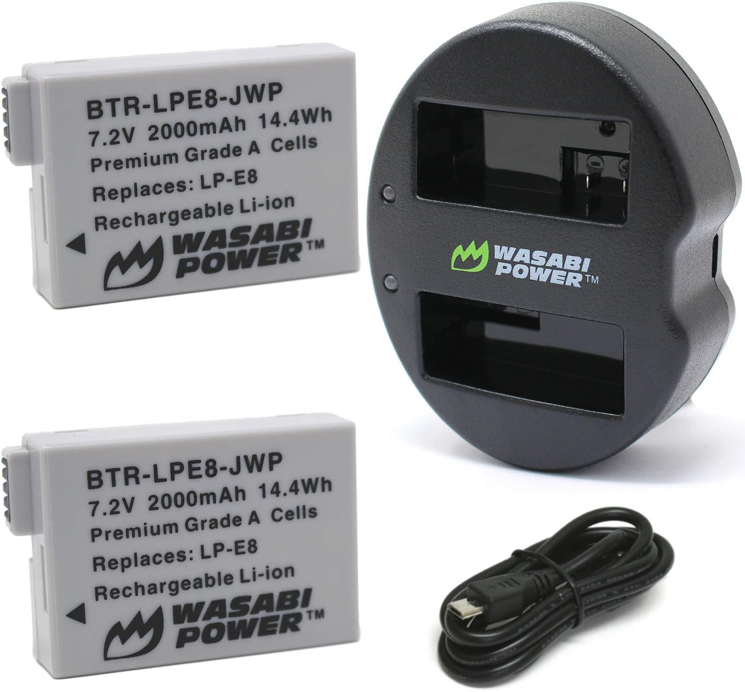 Wasabi Power Battery (2-Pack) and Dual Charger for Canon LP-E8 : Camera & Photo