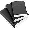 Elsjoy Set of 3 Sketchbook & Drawing Notebook, A5/A4/B5 Blank Sketch Book Travel Journal Notebook with Thick Paper for Drawing & Sketching, Black, 128 Sheets/256 Pages
