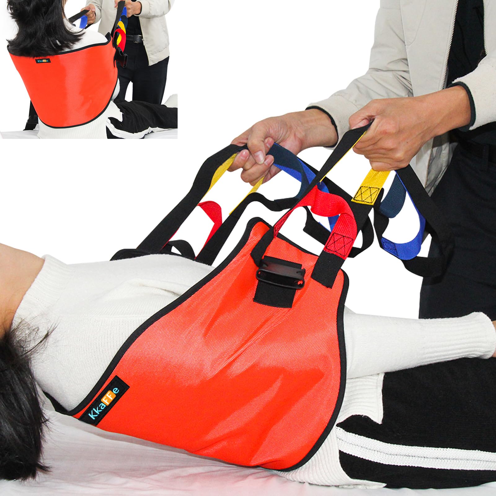 KkaFFe Transfer Sling for Nursing Patients, 61 Inches Patient Lift for Seniors, Elderly Safety Lifting Aids，Transfer Belt for Patient Care，Transfer Boards for Bedridden Patient (Orange)